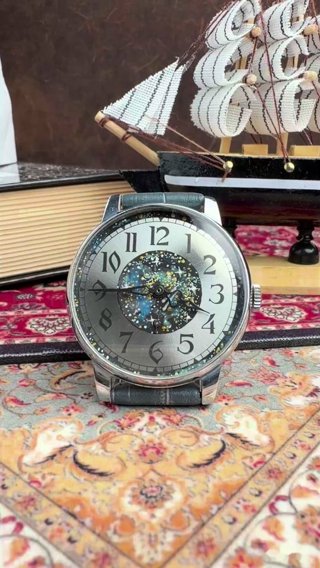 Победа, авторский циферблат «Космос», ручная роспись