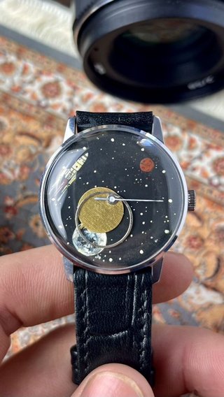 Ракета 2609, авторский циферблат: звёздное небо, планеты и орбиты: общий вид, фото 7