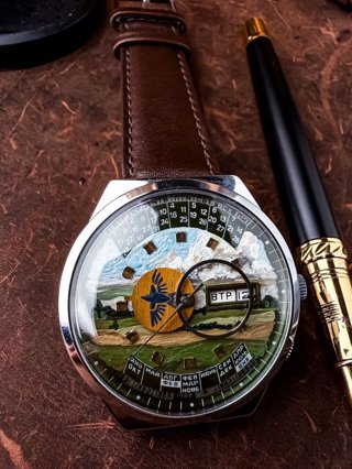 Ракета «Вечный календарь», авторский циферблат «Птица в поле»: общий вид, фото 4