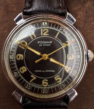 Родина, после обслуживания, новый кожаный ремешок: механизм, фото 4